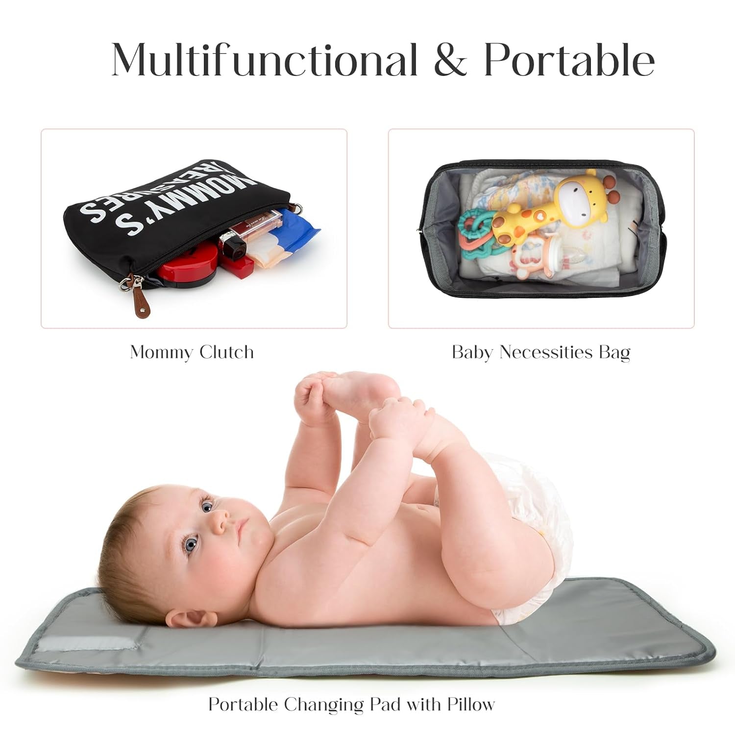 Nunaza ALL-IN-ONE 6pcs Large Diaper Bag Tote – Your Ultimate Travel Companion for Parenthood