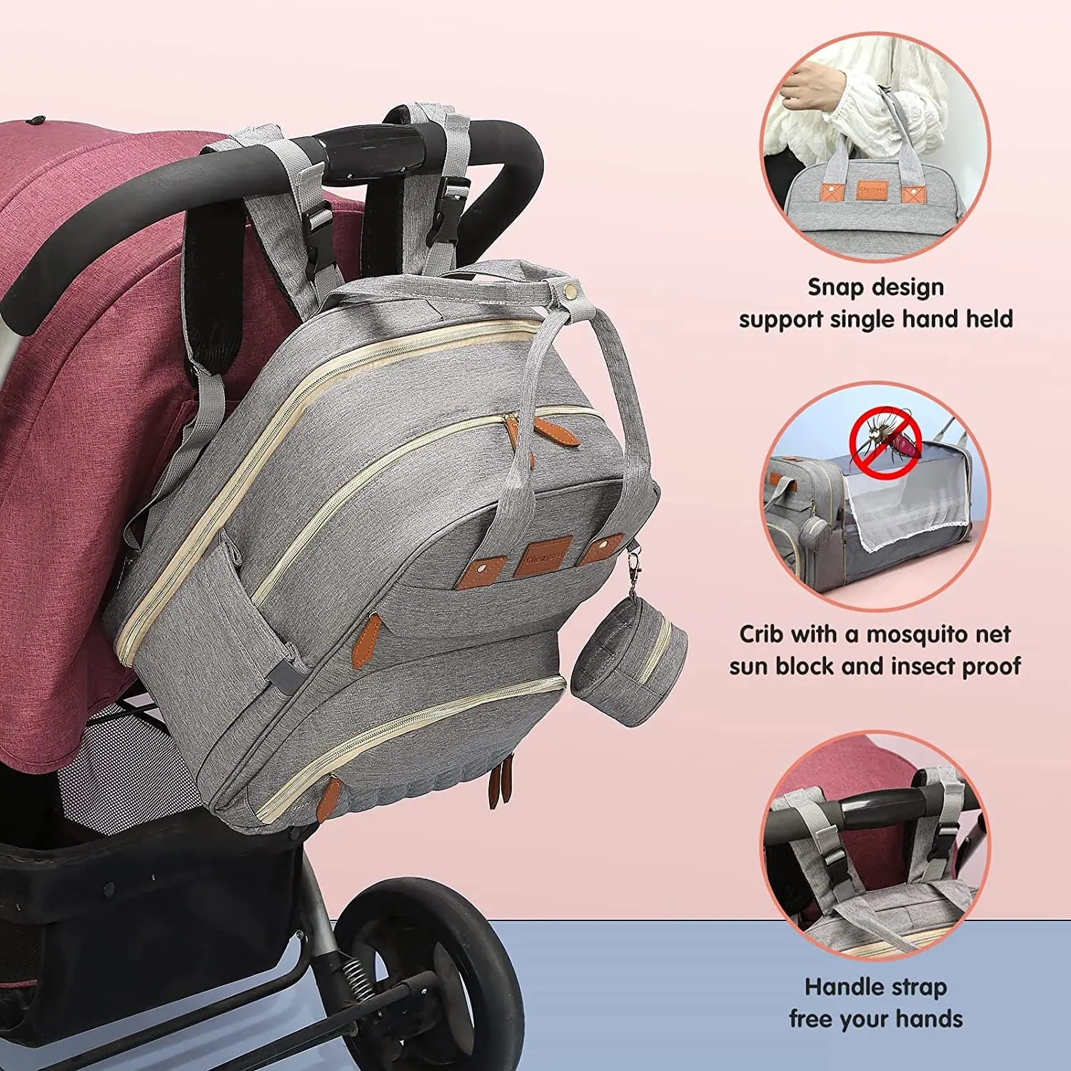 ​​​​​​​Nunaza 3-in-1 Diaper Bag Backpack – Where Style Meets Smart Parenting