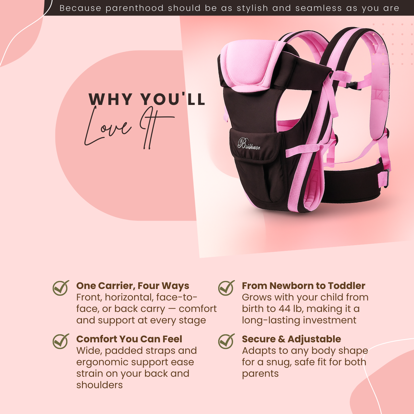 4-in-1 Ergonomic Baby Carrier Sling – Newborn to Toddler