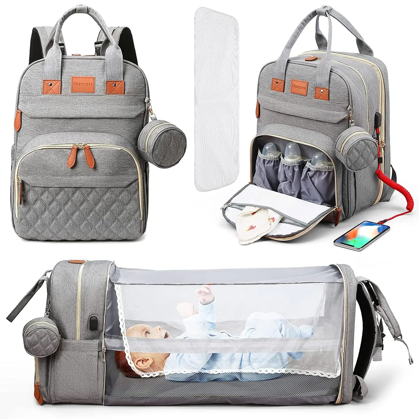 ​​​​​​​Nunaza 3-in-1 Diaper Bag Backpack – Where Style Meets Smart Parenting